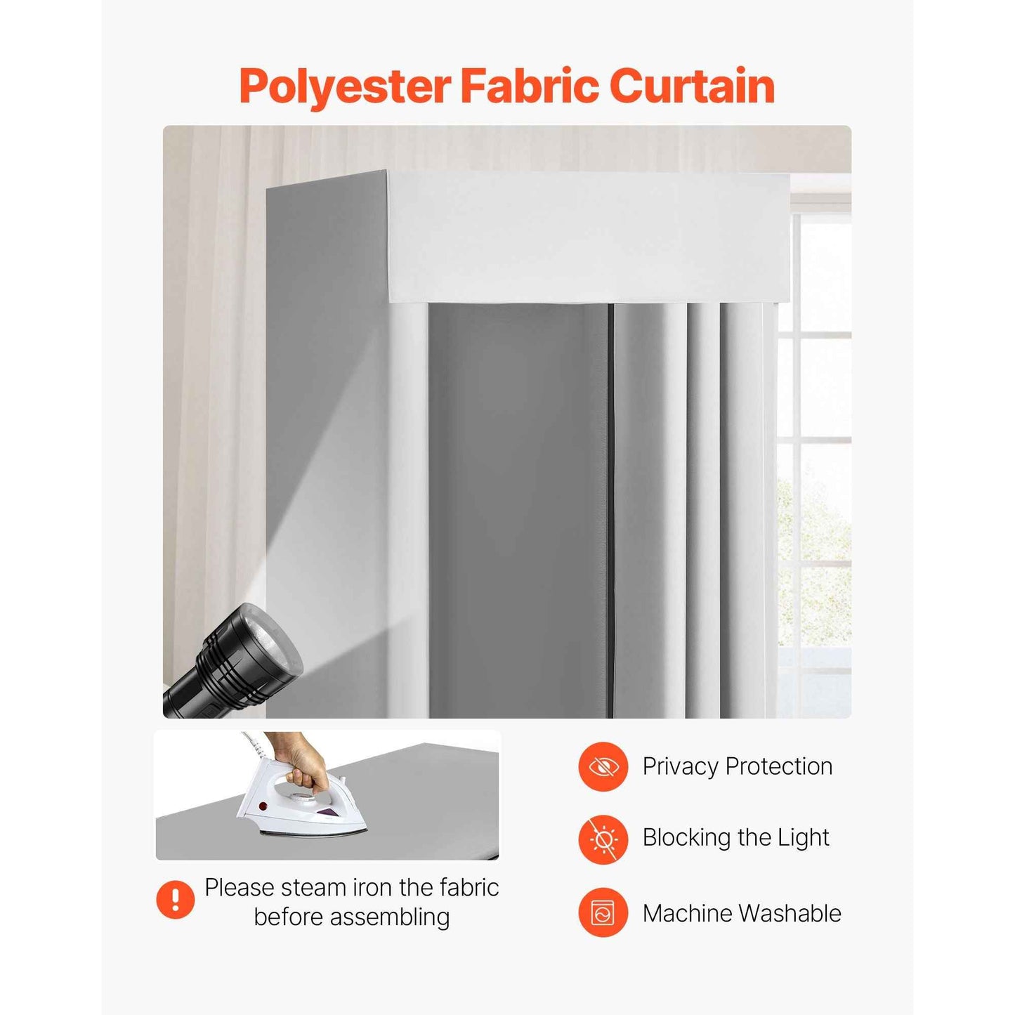 Fitting Room, Dressing Room with Thick Polyester Curtains, Privacy Space with Shading Curtain and a Hook, for Boutique, Mall, Tailor's Store & Outdoor 39 x 39 x 78 in (Black and Gray-White)