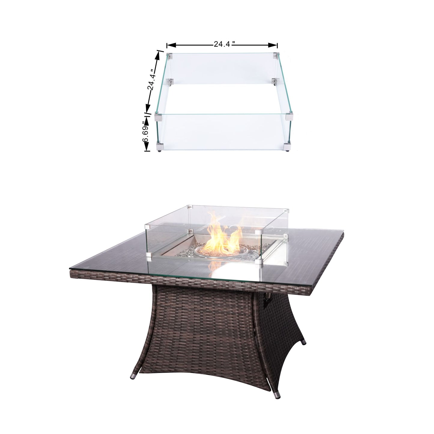 Direct Wicker Outdoor Rattan 50,000BTU Propane Gas Fire Pit Table (Table Only) - KNM Sundry