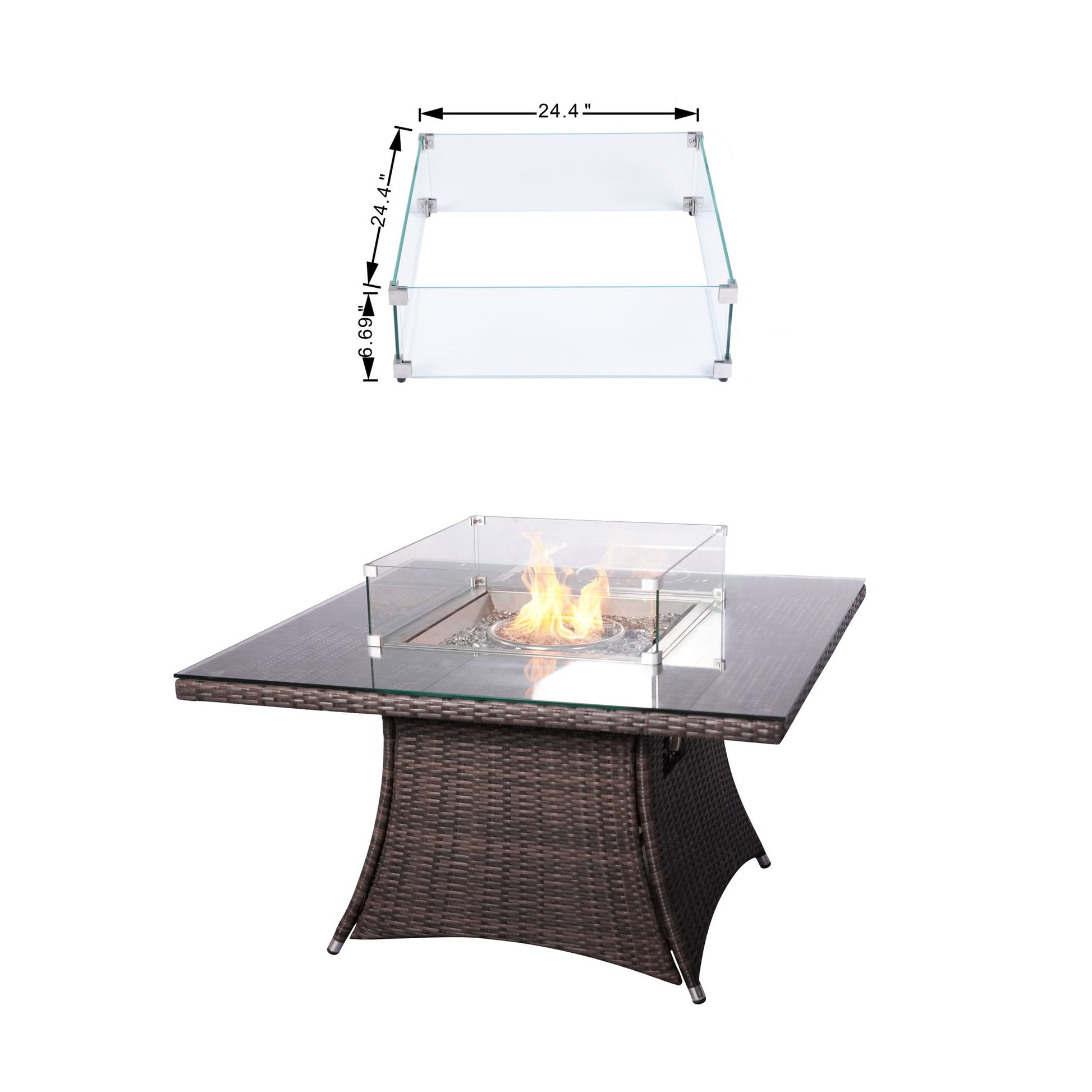 Direct Wicker Outdoor Rattan 50,000BTU Propane Gas Fire Pit Table (Table Only) - KNM Sundry