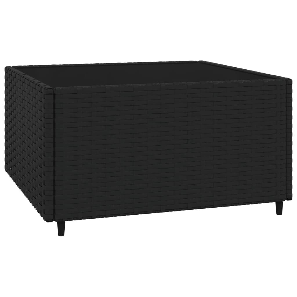 Patio Lounge Set Black PE rattan, powder-coated steel, tempered glass - KNM Sundry