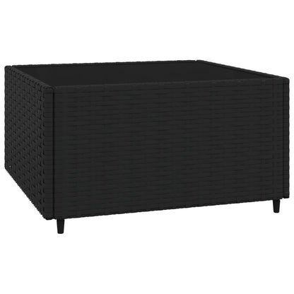 Patio Lounge Set Black PE rattan, powder-coated steel, tempered glass - KNM Sundry