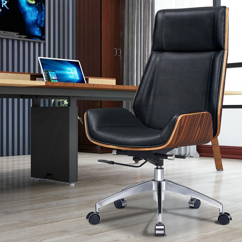 Genuine Leather Ergonomic Office Chair Boss Swivel Armless Seat Chair High Back - KNM Sundry