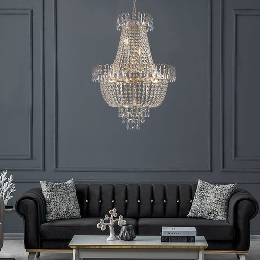 (Same as W1340P143189)Gold Crystal Chandeliers,Large Contemporary Luxury Ceiling Lighting for Living Room Dining Room Bedroom Hallway (Without Bulb) - KNM Sundry