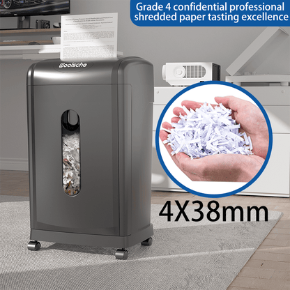 Large Capacity Heavy Duty Document Shredder 19-Sheet Cross-Cut Paper/Credit Card Shredder with 7.93 Gallon Pullout Wastebasket & 4 Castor