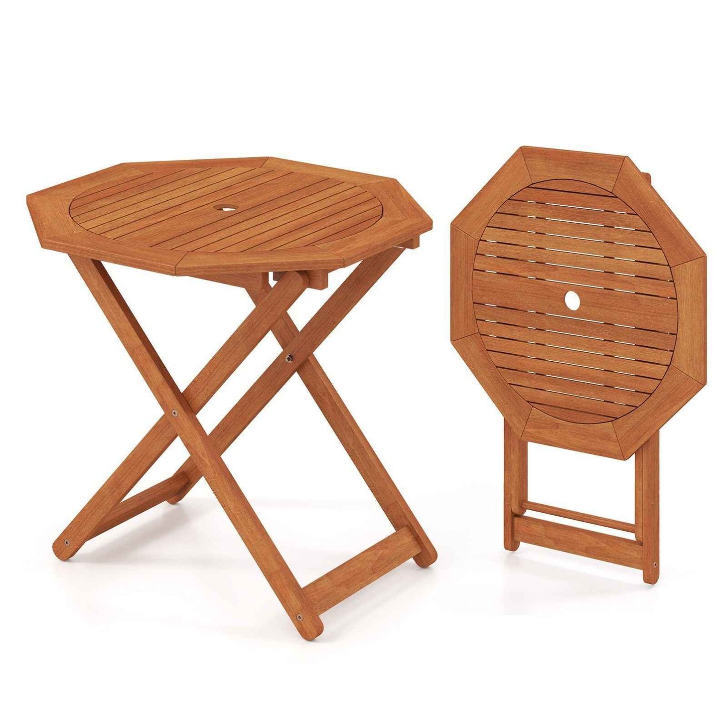 Octagon Folding Patio Table with 2 Inches Umbrella Hole