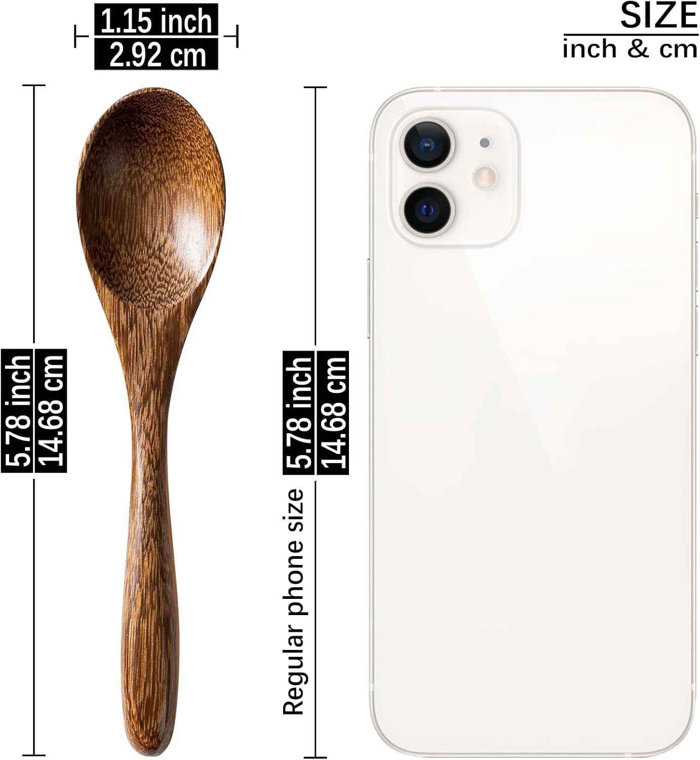 7 PCS Small Wooden Spoons, 5.8 Inch Honey Spoons for Tea, Padauk Wooden Honey Teaspoon for Coffee, Little Tiny Wood Spoons, Bamboo Table Spoon for stirring, Wooden Spoons for Utensils Set