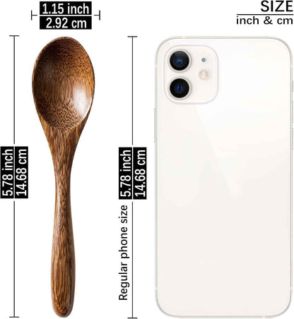 7 PCS Small Wooden Spoons, 5.8 Inch Honey Spoons for Tea, Padauk Wooden Honey Teaspoon for Coffee, Little Tiny Wood Spoons, Bamboo Table Spoon for stirring, Wooden Spoons for Utensils Set