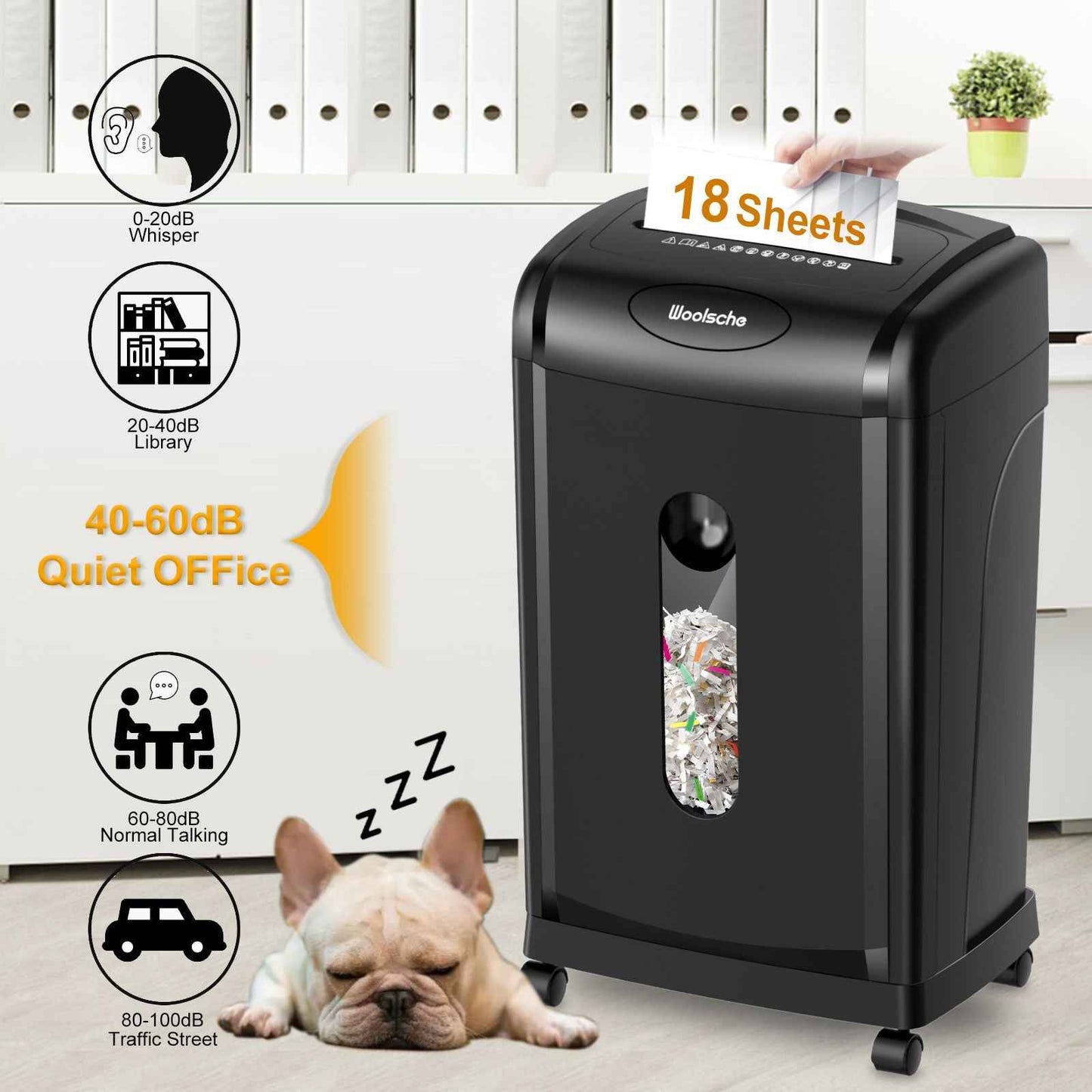 Paper Shredder, 18-Sheet Cross Cut, 8 Gallon Pull Out Bin, P-4 Security Level, Shred Paper and Credit Card and Durable&Fast for Home Office