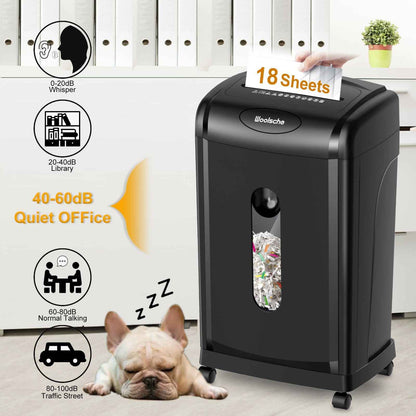 Paper Shredder, 18-Sheet Cross Cut, 8 Gallon Pull Out Bin, P-4 Security Level, Shred Paper and Credit Card and Durable&Fast for Home Office