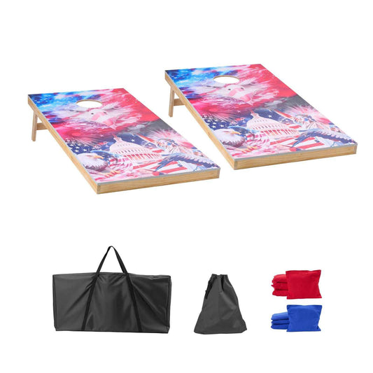 Cornhole Set, 4x2 ft Corn Hole Game Boards, Solid Wood Portable Toss Board, Indoor and Outdoor Cornhole Play for Adults, Include 8 Bean Bags and Carrying Case, for Yard, Backyard, Beach, Camping