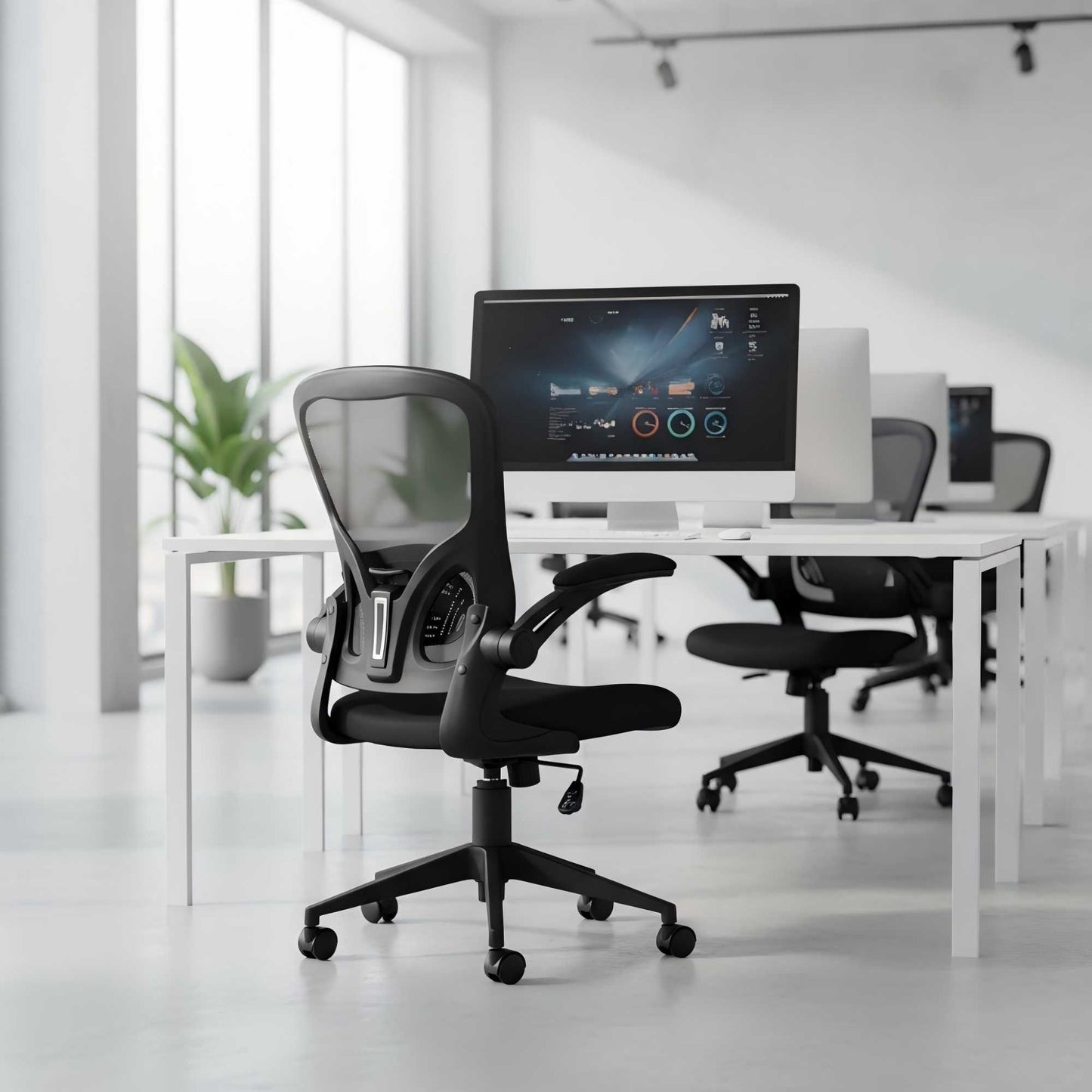 Ergonomic Mesh Office Chair with Breathable Back, Adjustable Height, Padded Seat & Armrests, 250 lbs Capacity, Modern Task Chair for Home Office & Workspace 8333 - KNM Sundry