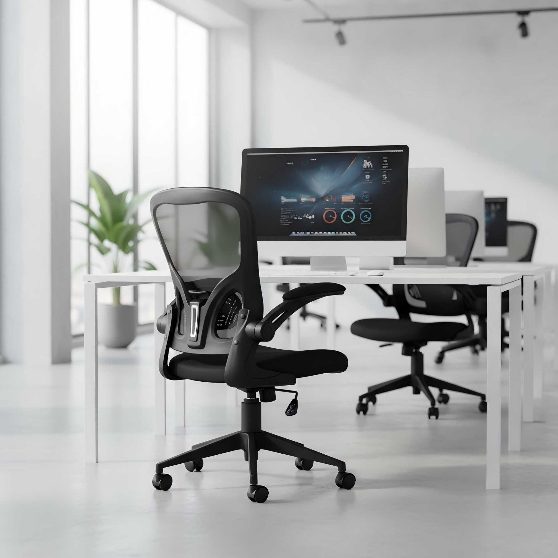 Ergonomic Mesh Office Chair with Breathable Back, Adjustable Height, Padded Seat & Armrests, 250 lbs Capacity, Modern Task Chair for Home Office & Workspace 8333 - KNM Sundry