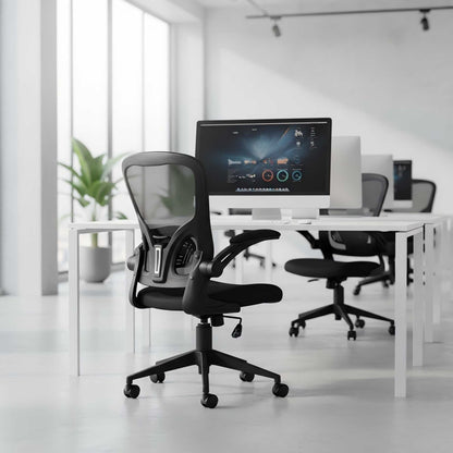 Ergonomic Mesh Office Chair with Breathable Back, Adjustable Height, Padded Seat & Armrests, 250 lbs Capacity, Modern Task Chair for Home Office & Workspace 8333 - KNM Sundry