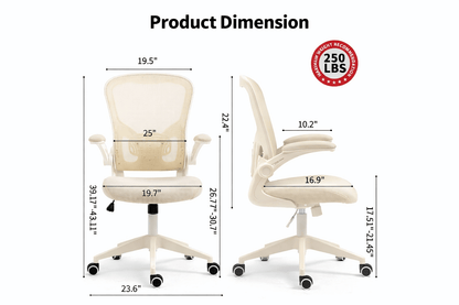 Ergonomic Mesh Office Chair with Breathable Back, Adjustable Height, Padded Seat & Armrests, 250 lbs Capacity, Modern Task Chair for Home Office & Workspace 8333 - KNM Sundry