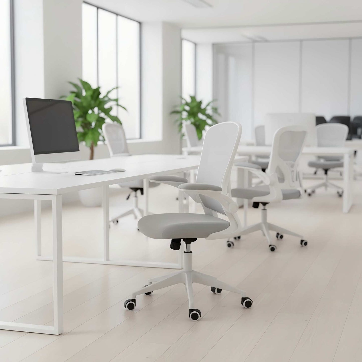 Ergonomic Mesh Office Chair with Breathable Back, Adjustable Height, Padded Seat & Armrests, 250 lbs Capacity, Modern Task Chair for Home Office & Workspace 8333 - KNM Sundry