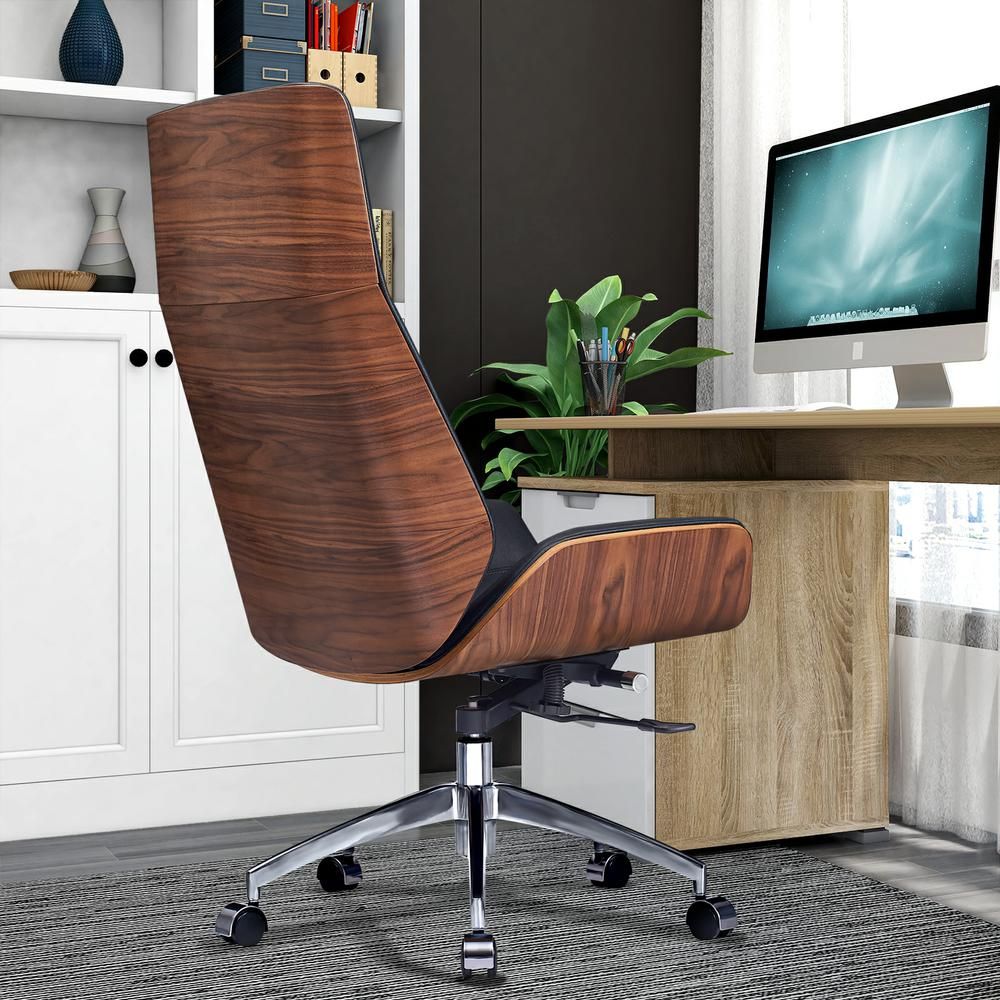 Genuine Leather Ergonomic Office Chair Boss Swivel Armless Seat Chair High Back - KNM Sundry