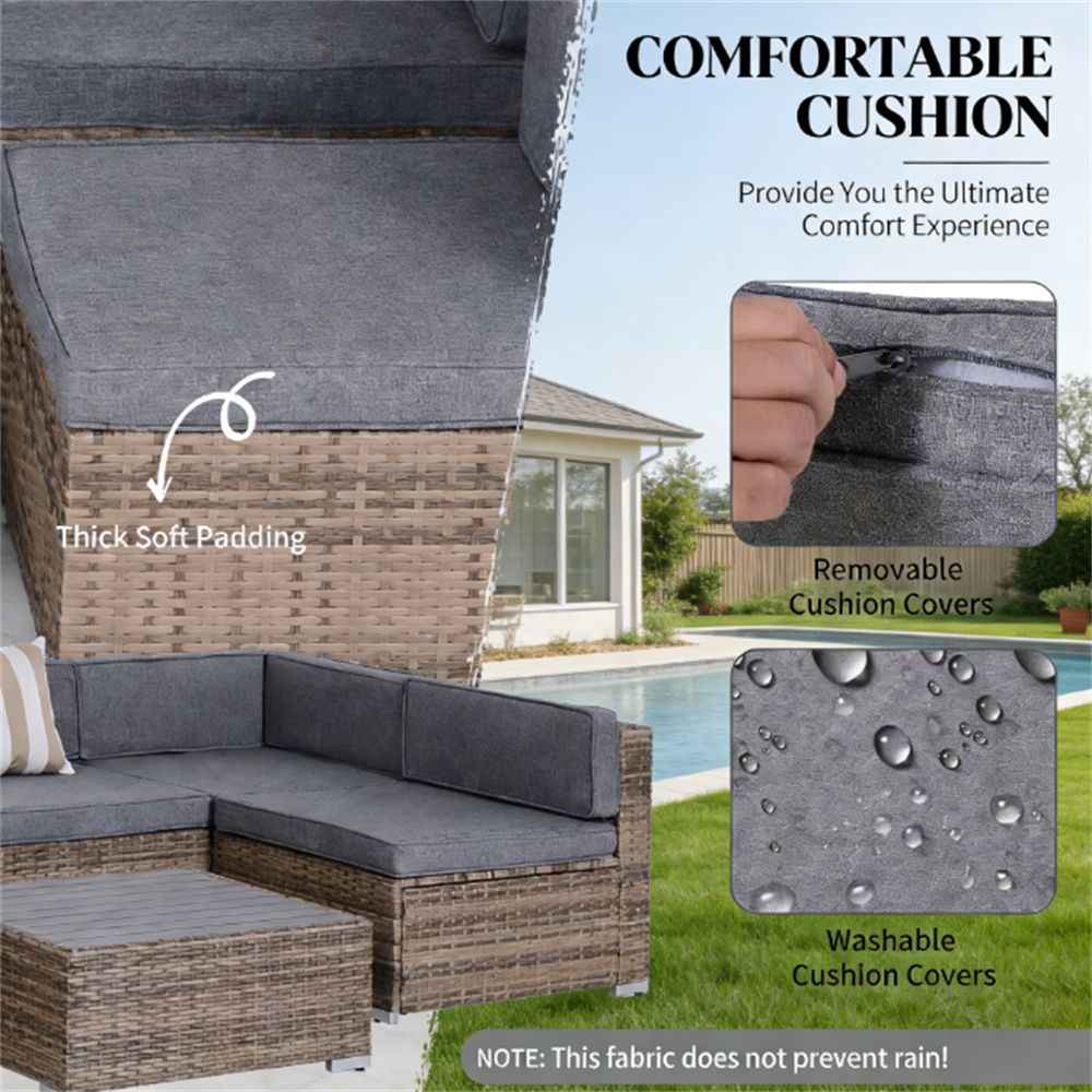 7-piece courtyard furniture set, outdoor segmented sofa set, garden set, gray