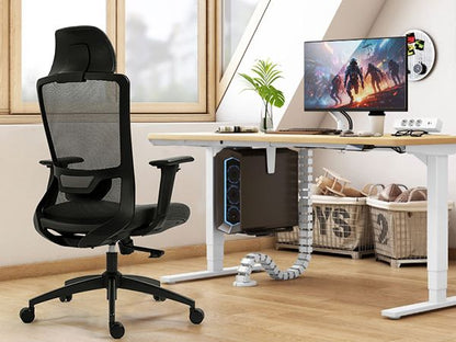 Ergonomic Mesh Office Chair with Adjustable Headrest and Lumbar Support, Breathable Back Design for Home and Office Use 8322H - KNM Sundry