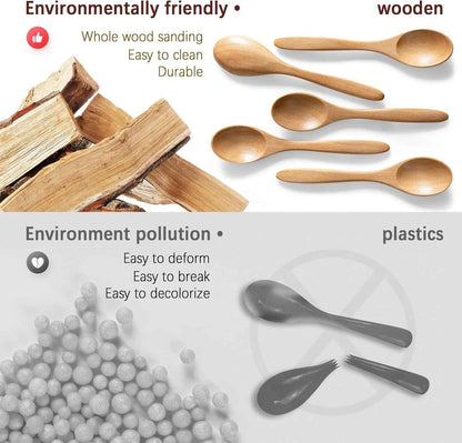 7 PCS Small Wooden Spoons, 5.8 Inch Honey Spoons for Tea, Schima Wooden Honey Teaspoon for Coffee, Little Tiny Wood Spoons, Bamboo Table Spoon for stirring, Wooden Spoons for Utensils Set