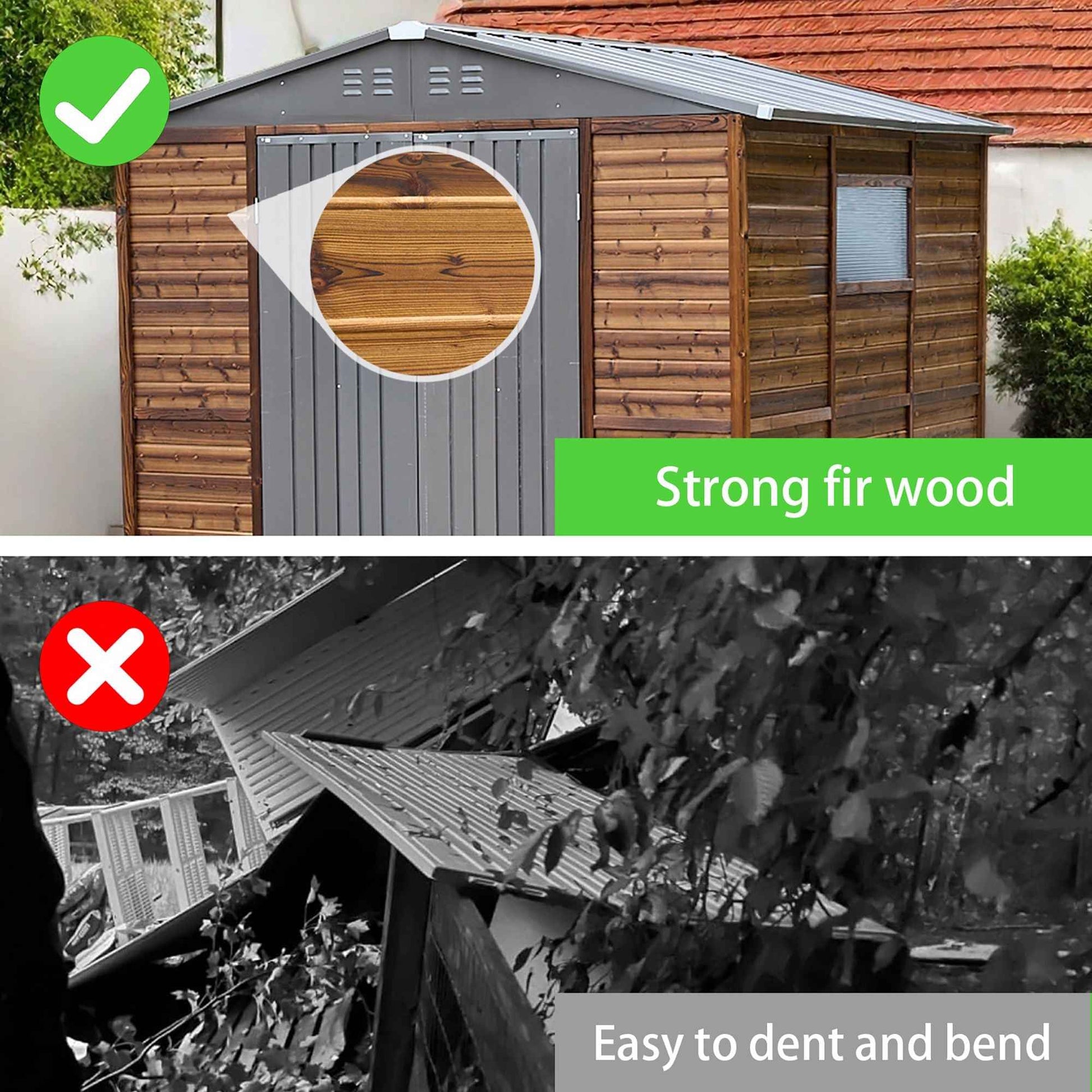 8*8FT Iron-Wood Combination Tool Shed – A Perfect Blend of Nature and Functionality