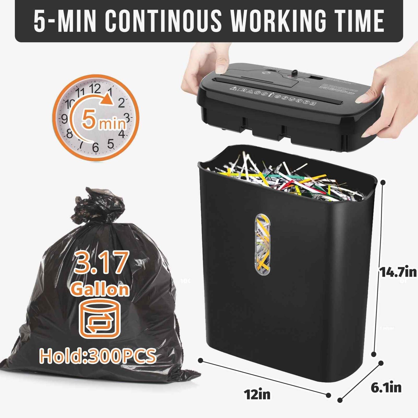 Woolsche Home Office Paper Shredder-10-Sheet Strip Cut with 3.17-Gallon Basket - P-2 Security Level - CD & Credit Card Shredder - Durable & Fast - Jam Proof System - ETL Certified