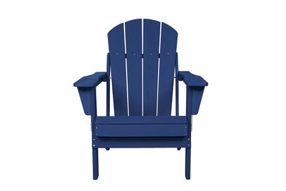 Folding Adirondack Chair with Side Table, 3-Piece Adirondack Chair Set with Wood Texture, Navy Blue(includes 2 Chairs and 1 Table) - KNM Sundry