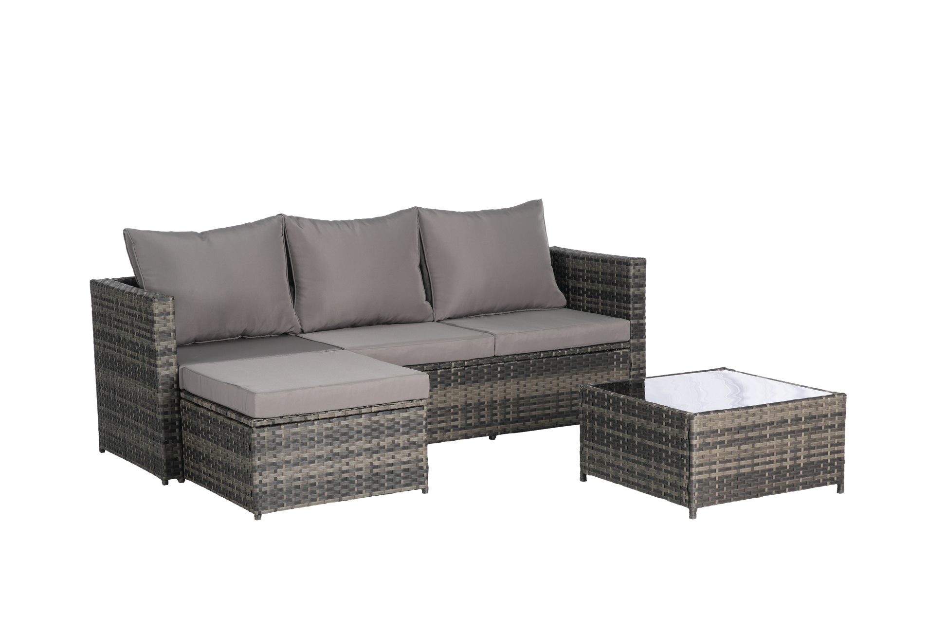 2 Piece Outdoor L-Shaped Wicker Patio Set – Sectional Sofa with