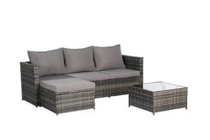 2 Piece Outdoor L-Shaped Wicker Patio Set – Sectional Sofa with