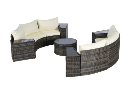 Outdoor Patio Furniture 11-Piece Half-Moon Sectional Round Patio