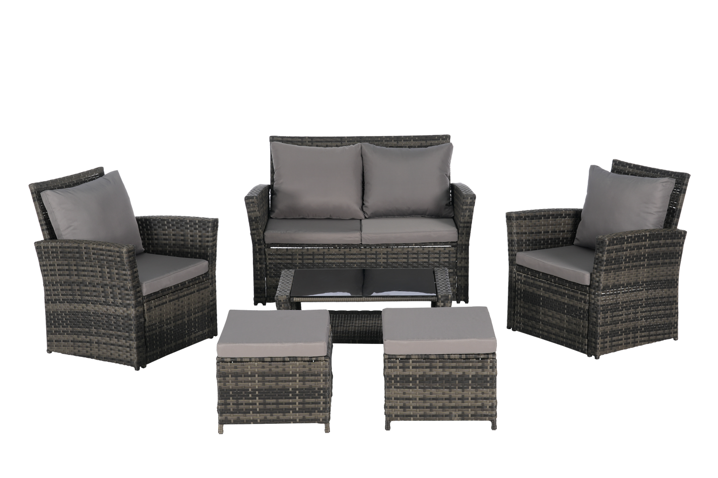 6 Piece Wicker Patio Furniture Set – Outdoor Rattan Sofa Set with