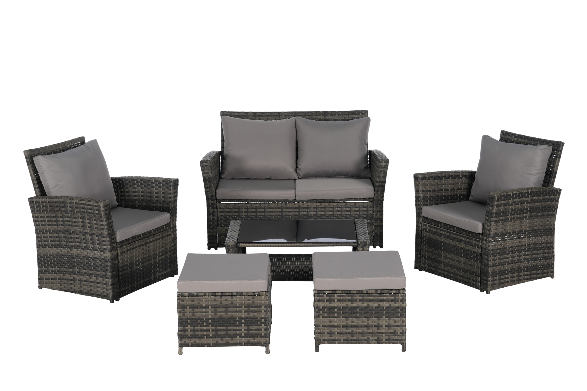 6 Piece Wicker Patio Furniture Set – Outdoor Rattan Sofa Set with
