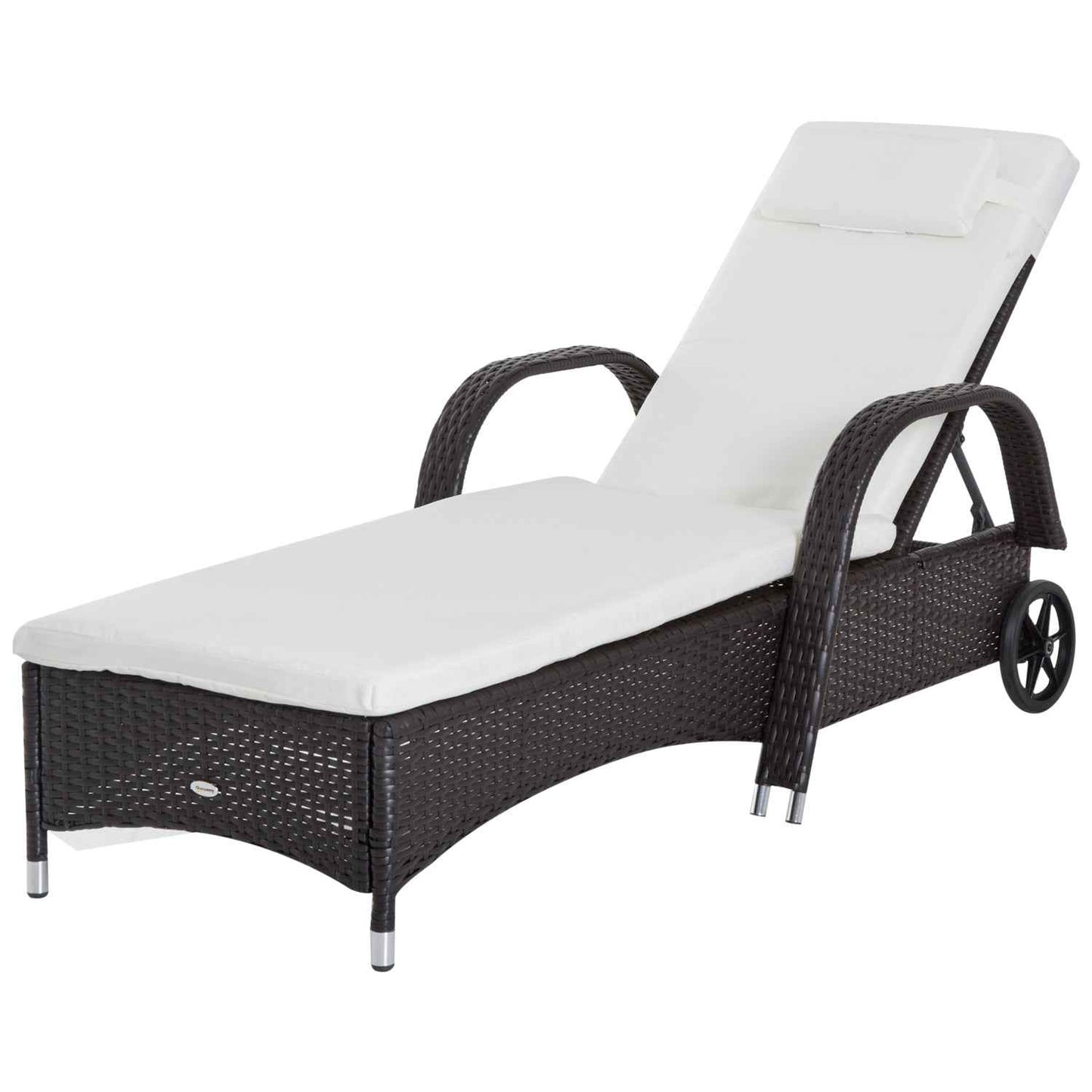 Outsunny Adjustable Wicker Sun Lounger Outdoor Recliner Chair Garden