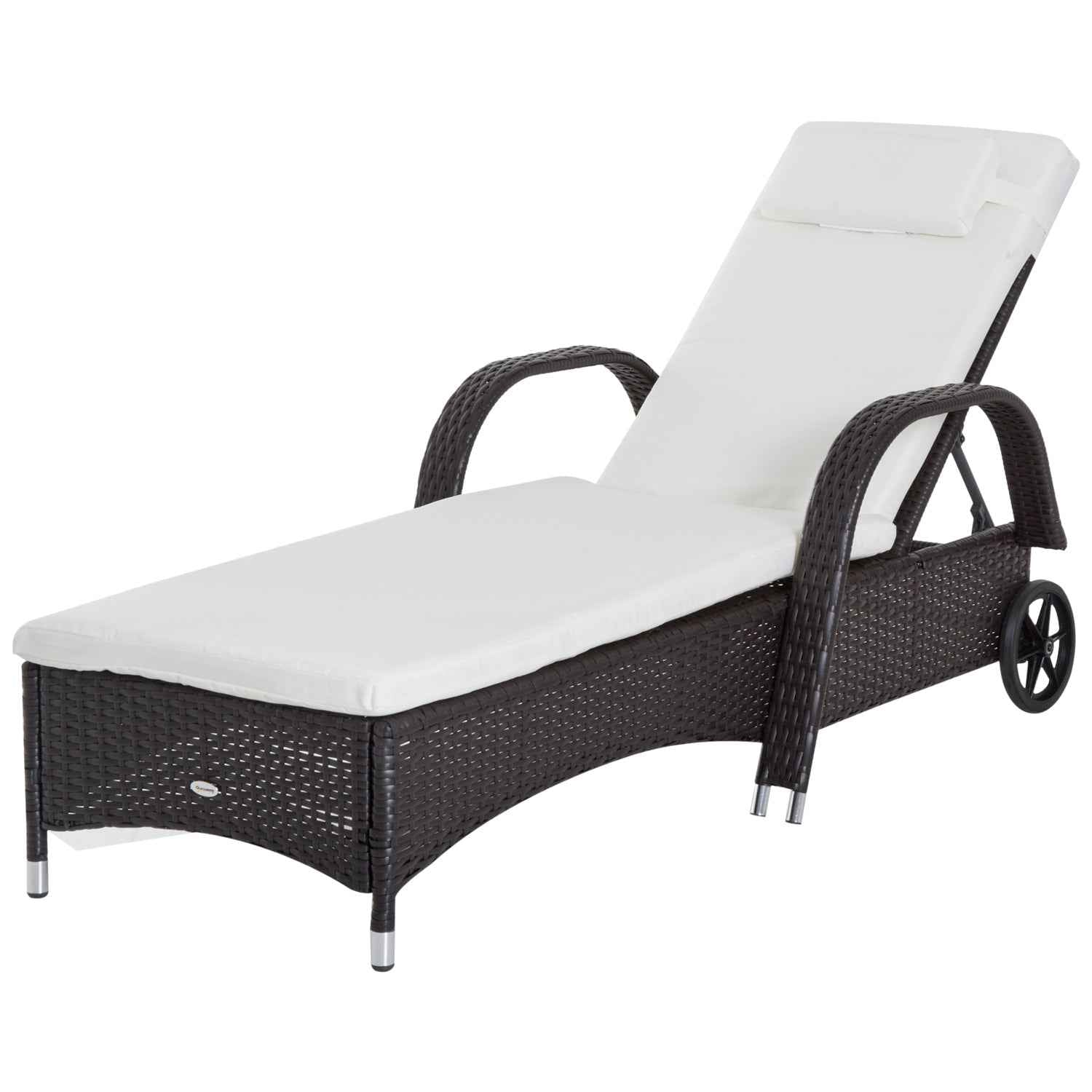 Outsunny Adjustable Wicker Sun Lounger Outdoor Recliner Chair Garden